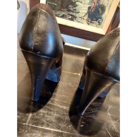 Colin Stuart Women's Black Leather and Suede High Heel Lace Up Bootie in 9 - Picture 13 of 16